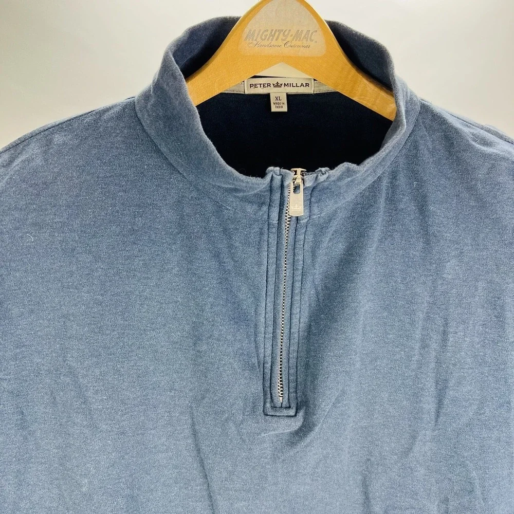 Peter Miller Blue 1/4 Zip Cotton Pullover Jumper Sweater Mens Size‎ XL